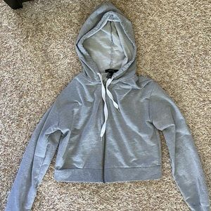 cropped grey zip up